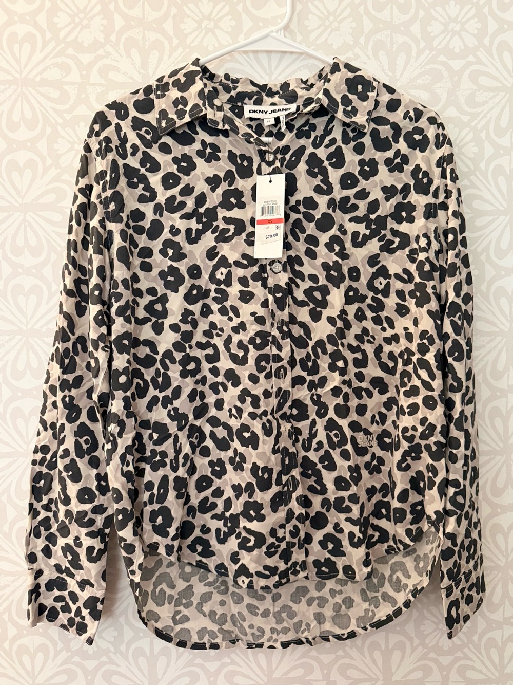DKNY Jeans Animal Print Rayon Blouse - Size XS - New With Tags